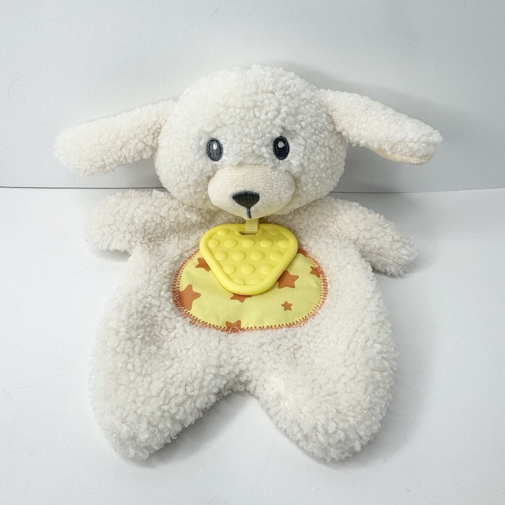 Cribmates 9" White Lamb Sheep Sherpa Plush Crinkle Lovey Teether Toy